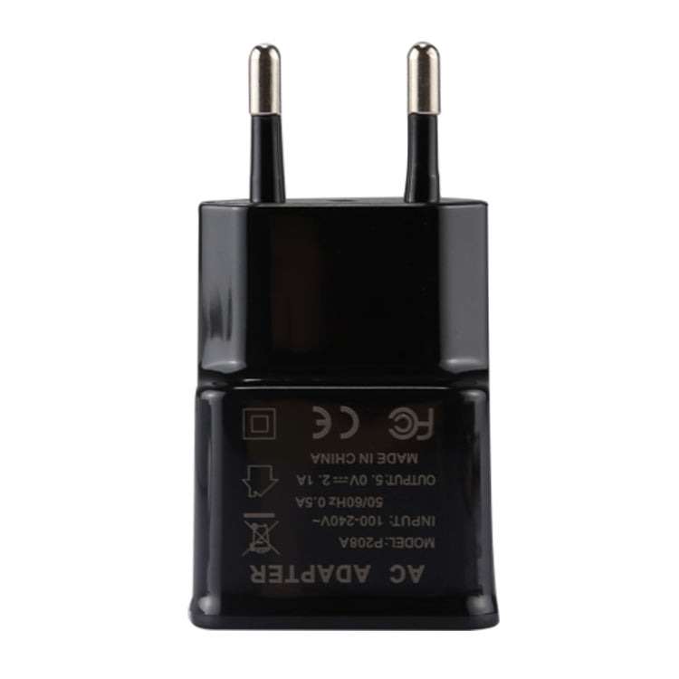 Carregador USB de Identificação Inteligente 5V 2.1A com Cabo de Carregamento USB para USB-C / Type-C de 1m, Ficha EU