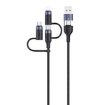USAMS US-SJ547 U62 Cabo de Dados de Carregamento Rápido PD em Liga de Alumínio USB + Tipo-C / USB-C para Tipo-C / USB-C + 8 Pinos + Micro, Comprimento: 1,2m