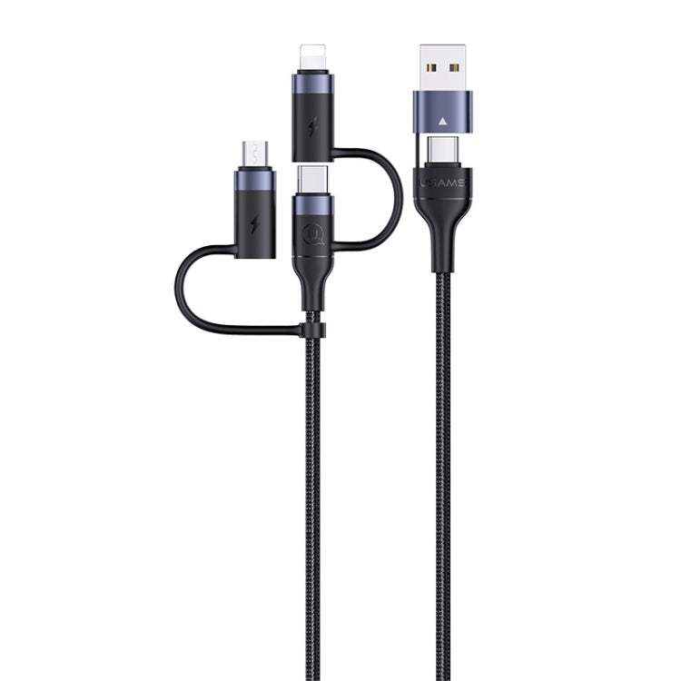 USAMS US-SJ547 U62 Cabo de Dados de Carregamento Rápido PD em Liga de Alumínio USB + Tipo-C / USB-C para Tipo-C / USB-C + 8 Pinos + Micro, Comprimento: 1,2m