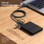 USAMS US-SJ547 U62 Cabo de Dados de Carregamento Rápido PD em Liga de Alumínio USB + Tipo-C / USB-C para Tipo-C / USB-C + 8 Pinos + Micro, Comprimento: 1,2m
