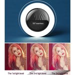 Luz de Selfie Recarrregável RK34 para Beleza com Clipe e Flash de Preenchimento