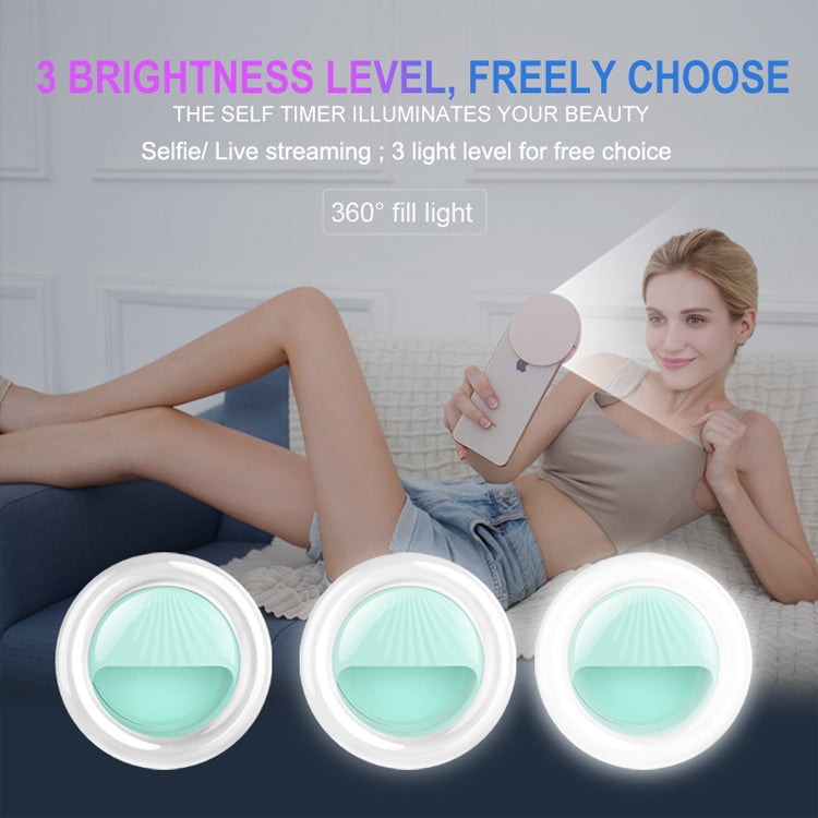 Luz de Selfie Recarrregável RK34 para Beleza com Clipe e Flash de Preenchimento