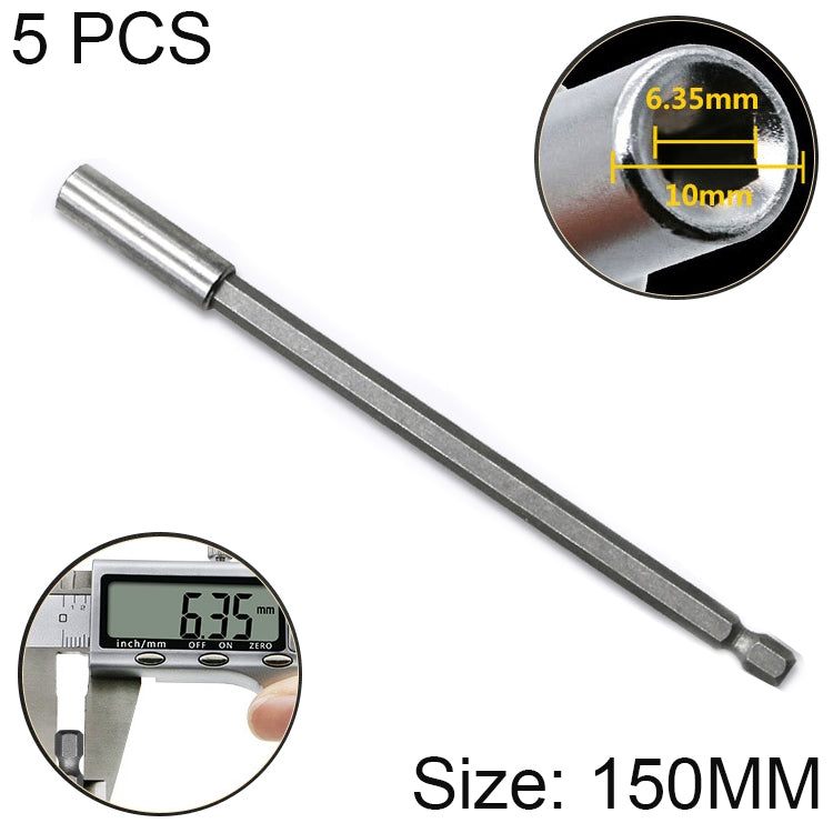 5 PCS 1/4 Haste de Extensão para Broca Pistola com Alta Magnetização, Junta de Rotação Rápida, Comprimento: 150mm, Junta 150mm