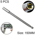 5 PCS 1/4 Haste de Extensão para Broca Pistola com Alta Magnetização, Junta de Rotação Rápida, Comprimento: 150mm, Junta 150mm