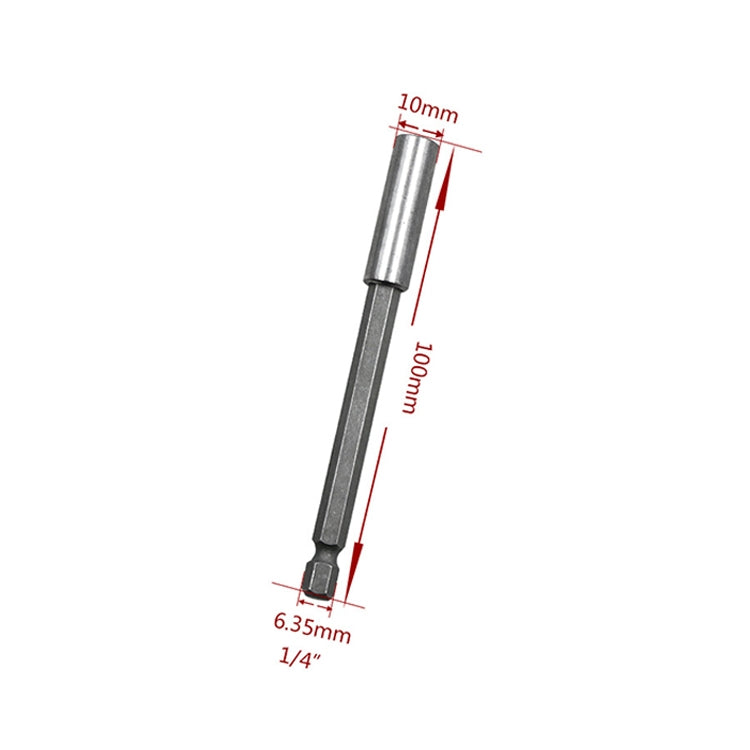 5 PCS Haste de Extensão para Broca Pistola de Ligação de Alta Magnetização com Cabeça Eléctrica 1/4, Comprimento: 100mm, Junta 100mm
