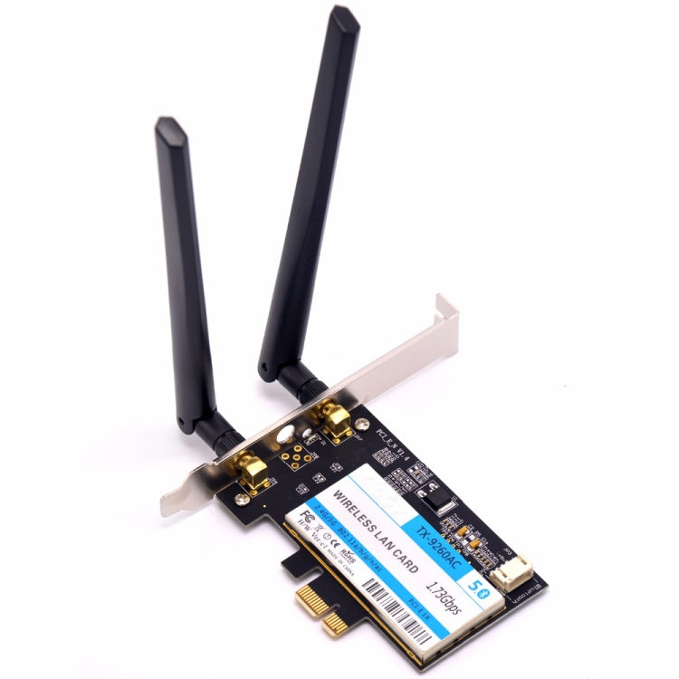 Adaptador WiFi Desktop PCI-e TX-9260AC Wireless-AC Dual Band 802.11ac 1730Mbps + Bluetooth 5.0 Placa de Rede WLAN para Intel 9260ac, TX-9260AC 1730Mbps