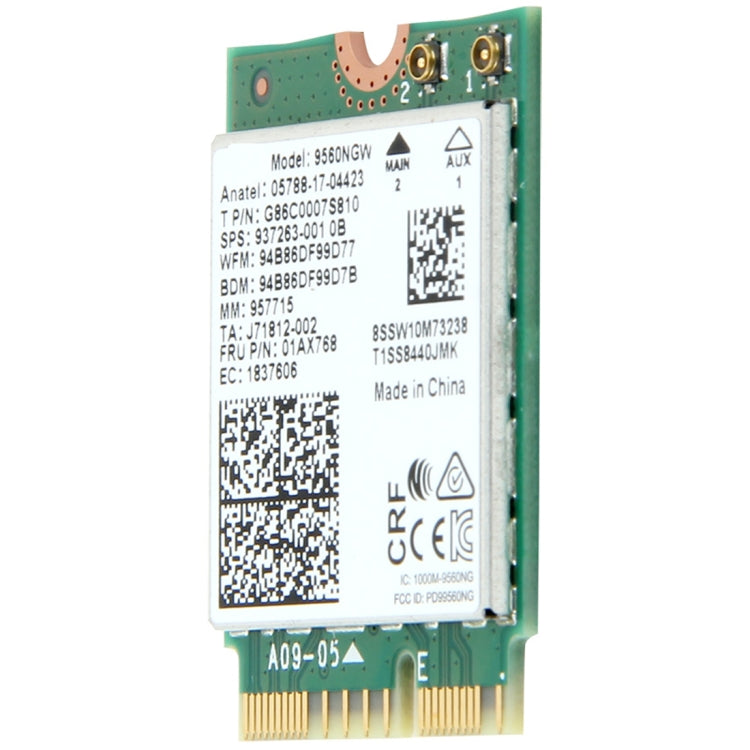 Placa WiFi Intel 9560NGW Banda Dupla 1,73Gbps NGFF Key E 802.11ac Bluetooth 5.0 para Portáteis Windows 10, 9560NGW Intel 9560ac