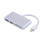 Leitor de Cartões Adaptador COMBO 5 em 1 Micro SD + SD + USB 3.0 + USB 2.0 + Micro USB para USB-C / Tipo-C OTG para Tablet, Smartphone, PC, 5 em 1 (Prateado), 5 em 1 (Dourado)