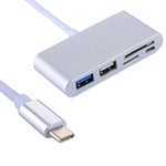 Leitor de Cartões Adaptador COMBO 5 em 1 Micro SD + SD + USB 3.0 + USB 2.0 + Micro USB para USB-C / Tipo-C OTG para Tablet, Smartphone, PC, 5 em 1 (Prateado), 5 em 1 (Dourado)