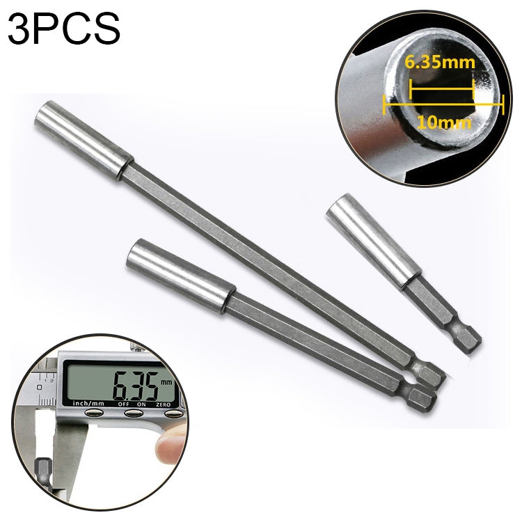 3 em 1 Cabeça Eléctrica 1/4 Barra de Ligação de Alta Magnetização Extensão para Pistola de Perfuração Manga de Junta de Rotação Rápida, Comprimento: 60/100/150mm, Junta 60/100/150mm