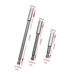3 em 1 Cabeça Eléctrica 1/4 Barra de Ligação de Alta Magnetização Extensão para Pistola de Perfuração Manga de Junta de Rotação Rápida, Comprimento: 60/100/150mm, Junta 60/100/150mm