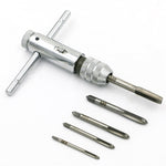 Chave de Catraca Ajustável para Machos M3-M8 e Acessórios para Roscar à Mão, M3-M8