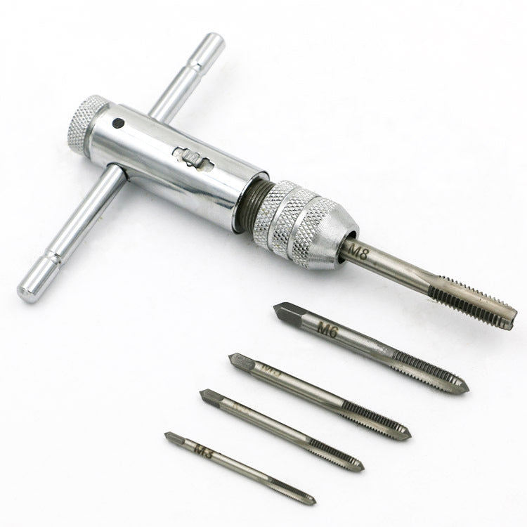 Chave de Catraca Ajustável para Machos M3-M8 e Acessórios para Roscar à Mão, M3-M8