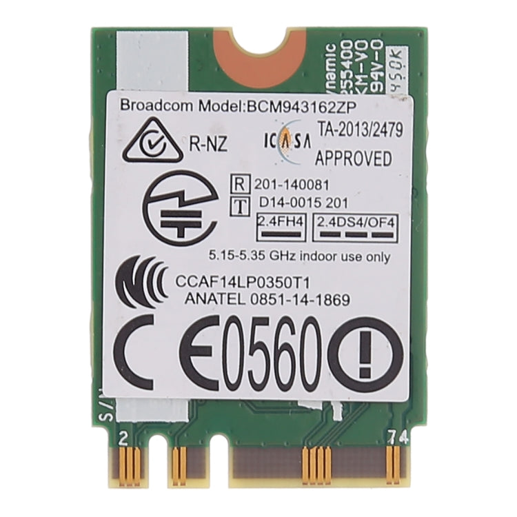 Placa de Rede Sem Fios BCM943162ZP para Lenovo E450 E550 E455 E555 M50-70 M50-80 G70-70 G70-80 Z70-80 G50-30 G50-45 G50-70, BCM943162ZP