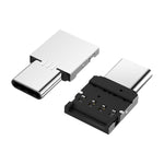Adaptador Conector OTG Mini USB-C / Tipo-C Macho para USB Fêmea em Liga de Alumínio