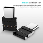 Adaptador Conector OTG Mini USB-C / Tipo-C Macho para USB Fêmea em Liga de Alumínio