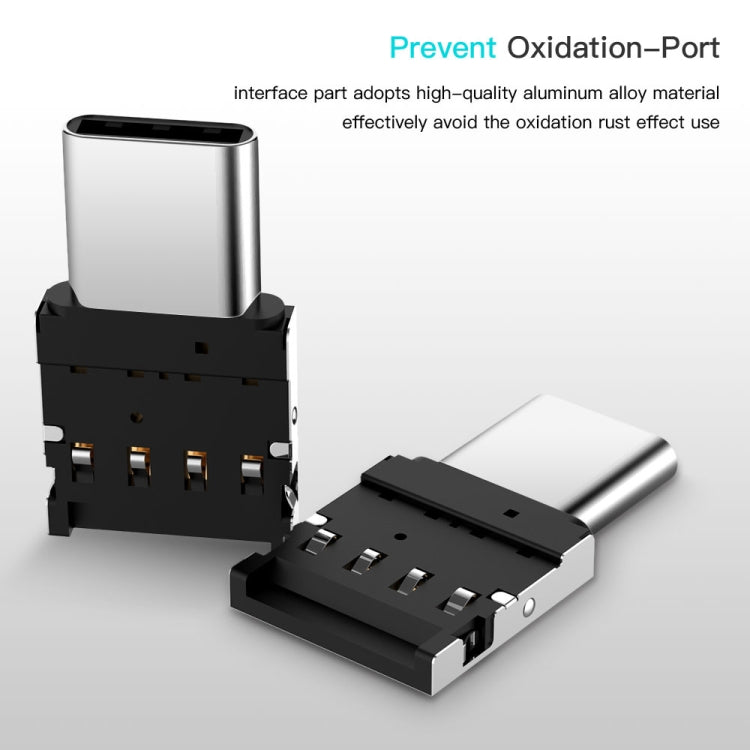 Adaptador Conector OTG Mini USB-C / Tipo-C Macho para USB Fêmea em Liga de Alumínio