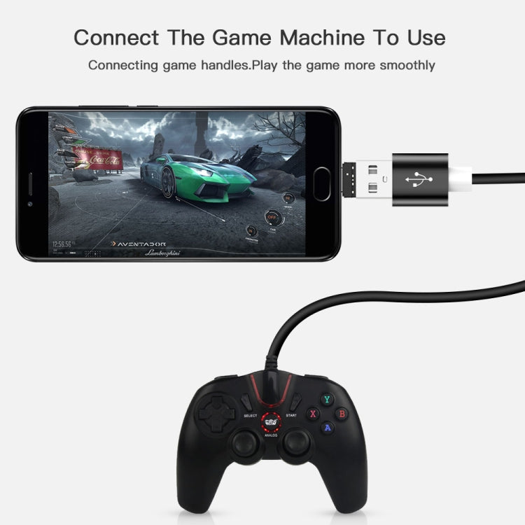 Adaptador Conector OTG Mini USB-C / Tipo-C Macho para USB Fêmea em Liga de Alumínio