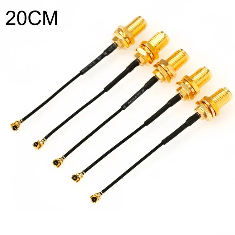 5 PCS / Conjunto Cabo Trançado Adaptador RG178 Ufl / IPX / IPEX para Fêmea SMA, Comprimento: 20cm, 20cm