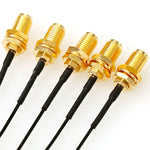 5 PCS / Conjunto Adaptador RG178 Ufl / IPX / IPEX para Fêmea SMA com Cabo Trançado, Comprimento: 10cm, 10cm