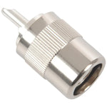 UHF Male PL259 / SO239 Twist-on RFC400 RG8 RF Coaxial Card Connector in silver metal