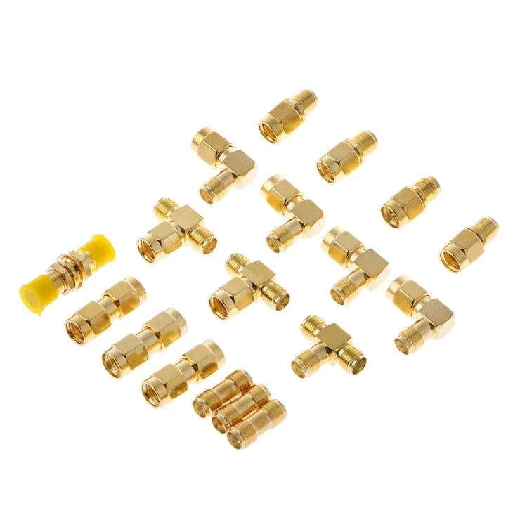 Kit de Conectores SMA Macho e Fêmea 18 PCS / Conjunto Adaptador Conversor de Plugues de Antena Coaxial