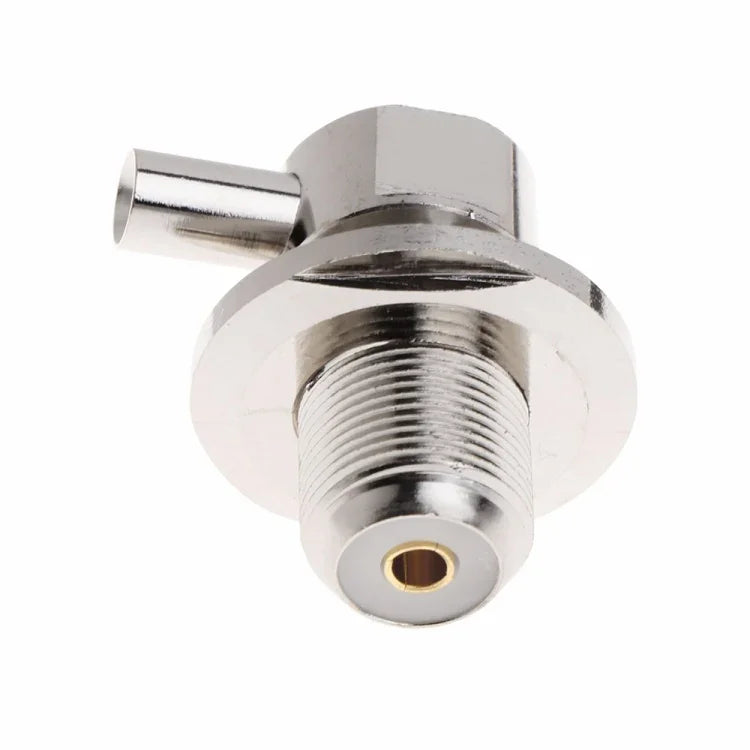 Conector RF em Ângulo Reto Fêmea UHF SO239 para Cabo Coaxial RG58 / RG142 LMR195