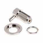 Conector RF em Ângulo Reto Fêmea UHF SO239 para Cabo Coaxial RG58 / RG142 LMR195