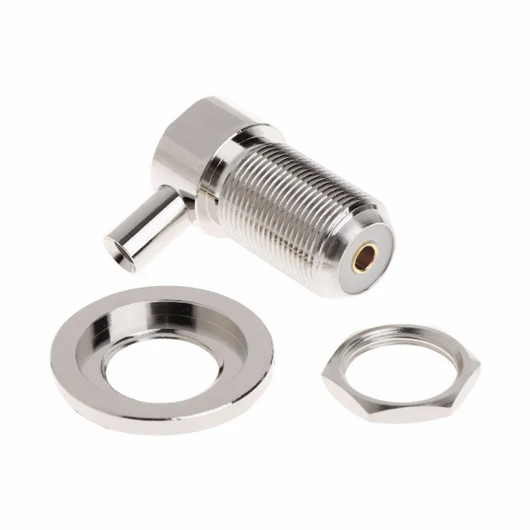 Conector RF em Ângulo Reto Fêmea UHF SO239 para Cabo Coaxial RG58 / RG142 LMR195