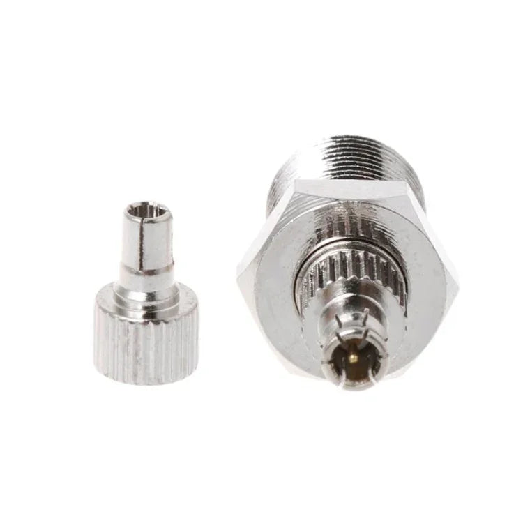Adaptador de Conector Nickelado Fêmea F para Plug Macho Coaxial RF CRC9 / TS9