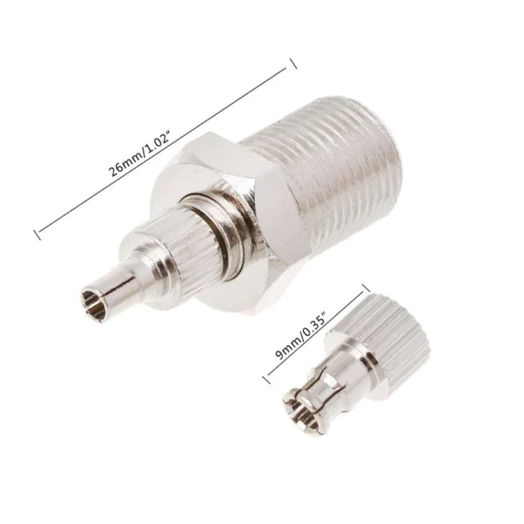 Adaptador de Conector Nickelado Fêmea F para Plug Macho Coaxial RF CRC9 / TS9