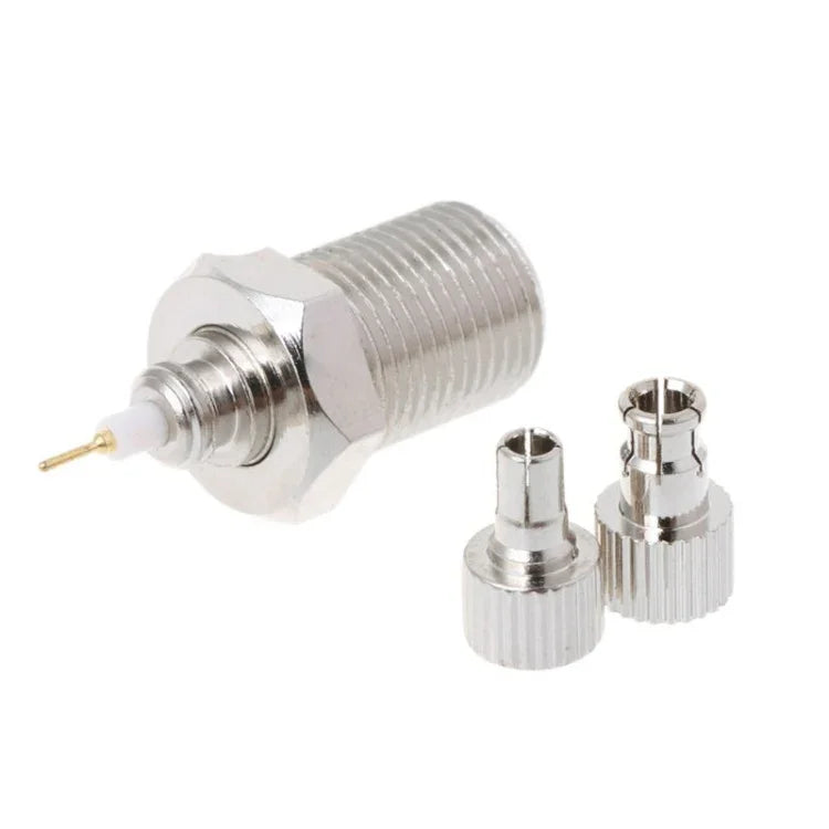 Adaptador de Conector Nickelado Fêmea F para Plug Macho Coaxial RF CRC9 / TS9