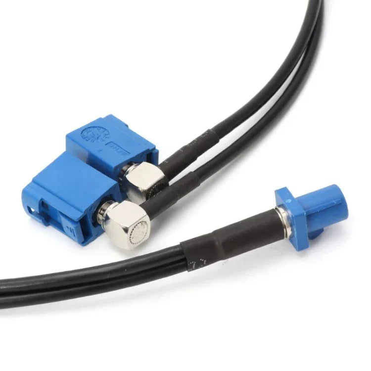 Cabo Combinado Divisor Y RG174 Tipo Fakra C Macho para 2 x Jacks Fêmea Fakra C, Comprimento: 50cm