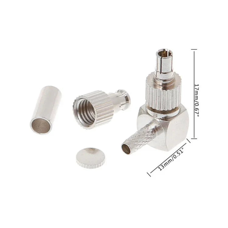 Conector de Placa Coaxial RF em Ângulo Reto 2 em 1 TS9 / CRC9 Macho para RG174 / 178 / 316 LMR100