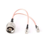 Cabo de Ligação Divisor Combinador Plug RG316 N Macho para 2xTS9 / 2xCRC9 Macho, Comprimento: 15cm
