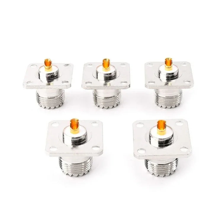 5 Peças Adaptador de Montagem em Flange Painel Chassis UHF SO239 Fêmea