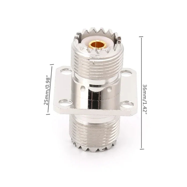 Adaptador de Conector RF UHF SO239 Fêmea para Fêmea com Montagem em Painel