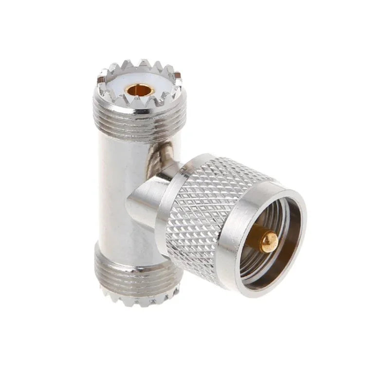 Adaptador em T UHF Macho PL259 para 2 UHF Fêmea