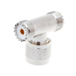 Adaptador em T UHF Macho PL259 para 2 UHF Fêmea