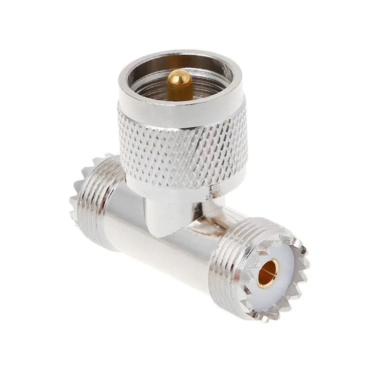 Adaptador em T UHF Macho PL259 para 2 UHF Fêmea