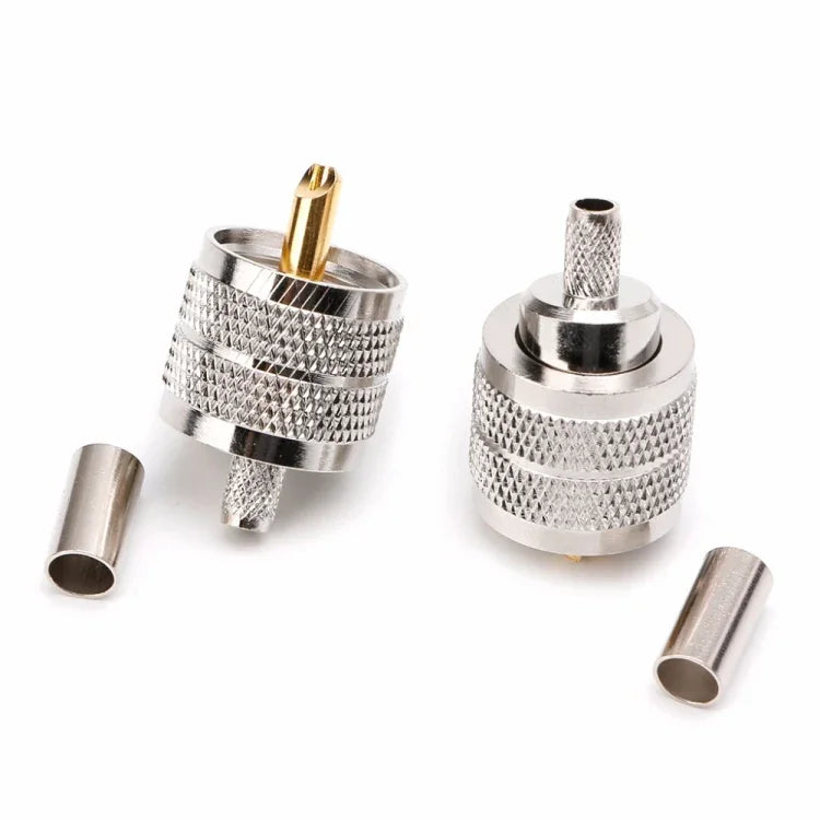 10 PCS Adaptador Conector Crimpado UHF Macho PL259 para RG58 RG142 / 3D-FB