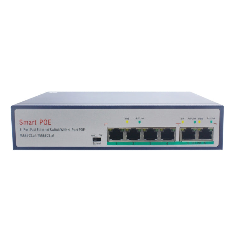 Comutador Ethernet Rápido ESCAM POE 4+2 6 Portas, 4 Portas POE 10/100M 120W, Distância de Transmissão: 150m, 6 Portas