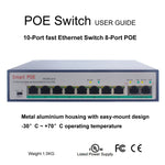 Switch Ethernet Rápida ESCAM POE 8+2 10-Portas 8-Portas POE 10/100M 120W, Distância de Transmissão: 150m, 10 Portas
