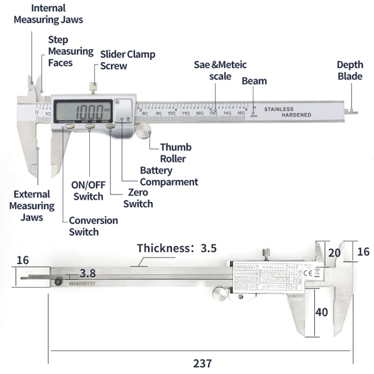 0-150mm LCD Digital Calipers Electronic Digital Vernier Caliper, 0-150mm (Silver)