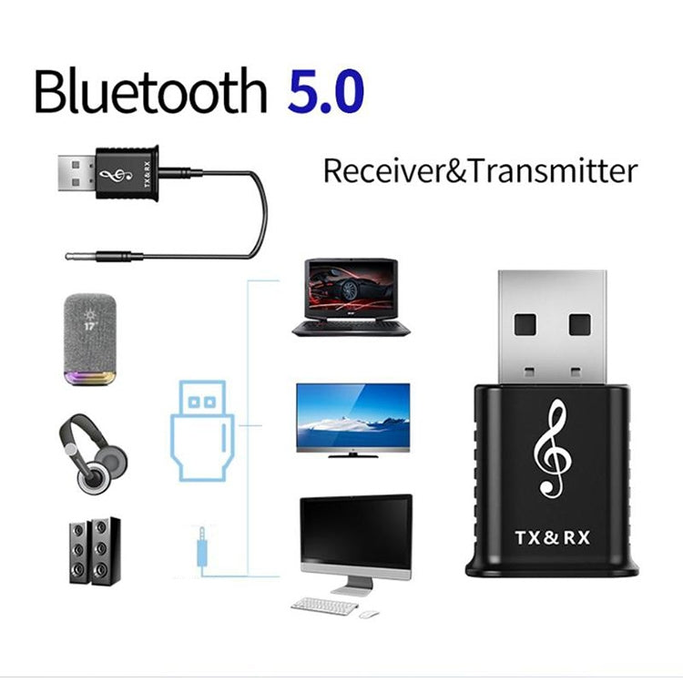 MSD168 Transmissor e receptor Bluetooth 2 em 1 Mini AUX estéreo 3,5mm Adaptador Bluetooth 5.0 sem fios para carro, TV, PC, MP3
