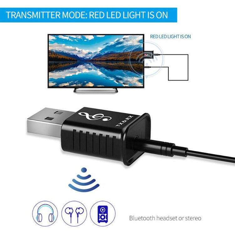 MSD168 Transmissor e receptor Bluetooth 2 em 1 Mini AUX estéreo 3,5mm Adaptador Bluetooth 5.0 sem fios para carro, TV, PC, MP3