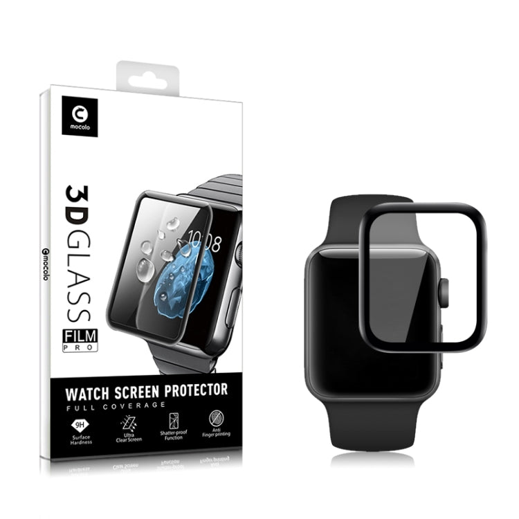 2pcs mocolo 0.33mm 9H 3D Round Edge Tempered Glass Film, Apple Watch Series 3 38mm, Apple Watch Series 3 40mm, Apple Watch Series 4 42mm, Apple Watch Series 4 44mm