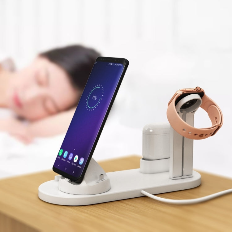 Base Rotativa de Carregamento Sem Fios HQ-UD15 com Suporte para Telemóveis / iWatches / AirPods (Prateado), Prateado (com carregamento sem fios), sem Carregamento Sem Fios Branco, sem Carregamento Sem Fios Preto, Branco (com carregamento sem fios)