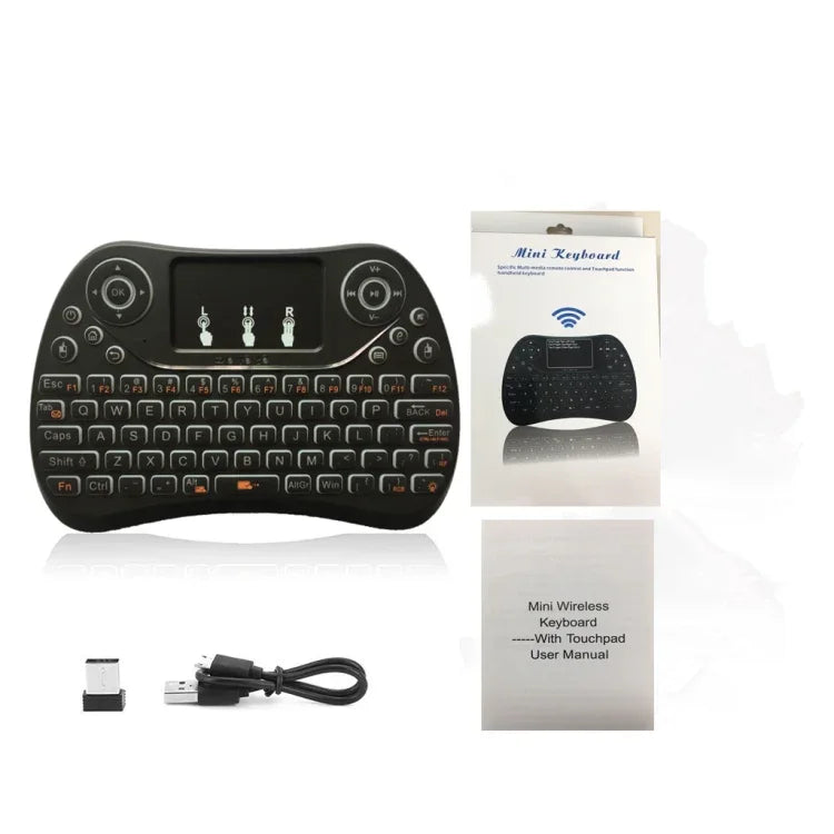 Teclado Mini Sem Fios I8 Max 2.4GHz com Touchpad, Rato Aéreo Fly Recarregável, Jogo Inteligente com Retroiluminação de 7 Cores