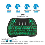 Teclado Mini Sem Fios I8 Max 2.4GHz com Touchpad, Rato Aéreo Fly Recarregável, Jogo Inteligente com Retroiluminação de 7 Cores